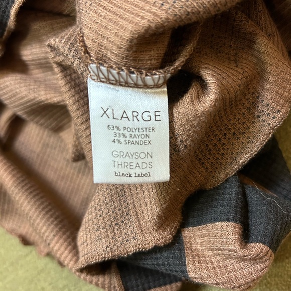 Brown and black checkered long sleeve thermal shirt - Picture 7 of 8